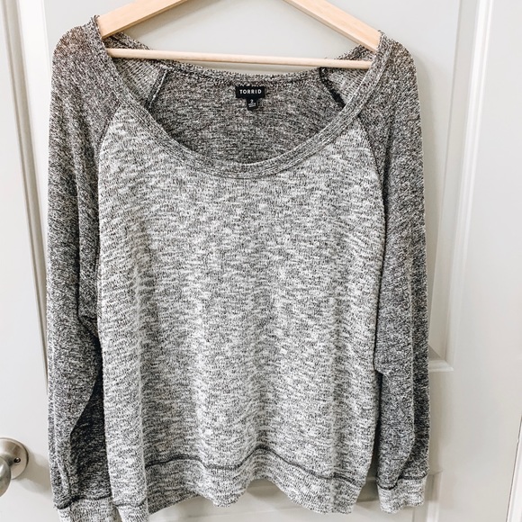 torrid Sweaters - Torrid Gray Comfy Two Tone Sweater